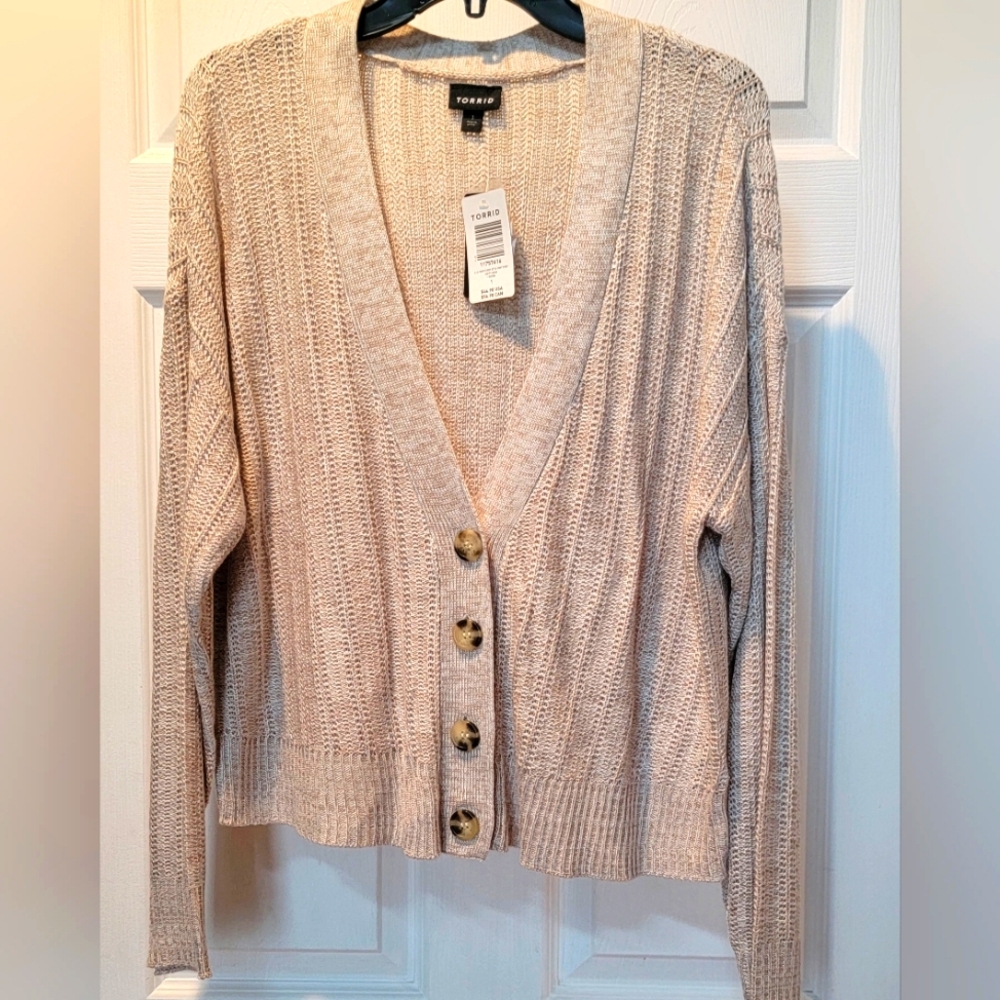 Torrid Cream Color Button-Up Sweater, NWT